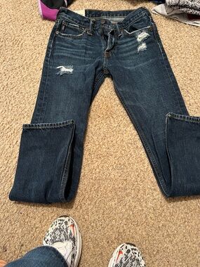 Boys size 14 slim Abercrombie and fitch Dark Blue Distressed Stretch Jeans